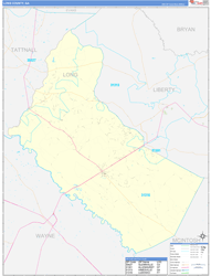 Long County, GA Wall Map Zip Code Basic Style 2024