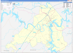 Loudon County, TN Wall Map Zip Code Basic Style 2024