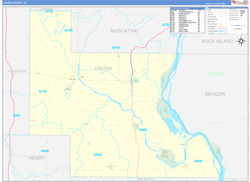 Louisa County, IA Wall Map Zip Code Basic Style 2024