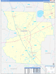 Lowndes County, GA Wall Map Zip Code Basic Style 2024