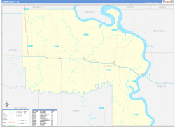 Lyman County, SD Wall Map Zip Code Basic Style 2024