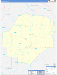 Macon County, GA Wall Map Zip Code Basic Style 2024