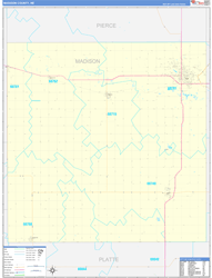 Madison County, NE Wall Map Zip Code Basic Style 2023