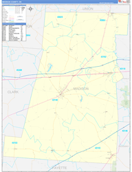 Madison County, OH Wall Map Zip Code Basic Style 2024