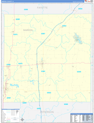 Marion County, IL Wall Map Zip Code Basic Style 2024