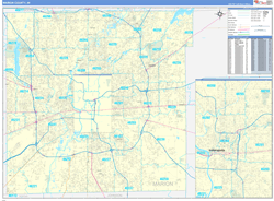 Marion County, IN Wall Map Zip Code Basic Style 2024