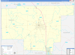 Marion County, OH Wall Map Zip Code Basic Style 2024