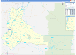 Marion County, OR Wall Map Zip Code Basic Style 2024
