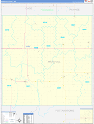 Marshall County, KS Wall Map Zip Code Basic Style 2024