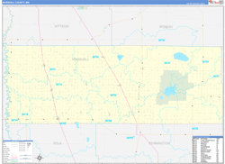 Marshall County, MN Wall Map Zip Code Basic Style 2024
