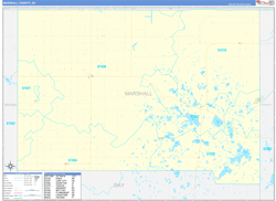 Marshall County, SD Wall Map Zip Code Basic Style 2024