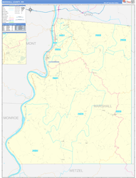 Marshall County, WV Wall Map Zip Code Basic Style 2024