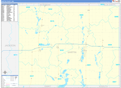 Martin County, MN Wall Map Zip Code Basic Style 2024