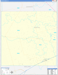 Martin County, TX Wall Map Zip Code Basic Style 2024