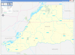Mason County, IL Wall Map Zip Code Basic Style 2024