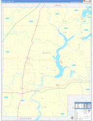 Mayes County, OK Wall Map Zip Code Basic Style 2024