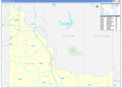 McClain County, OK Wall Map Zip Code Basic Style 2024