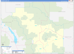 Meagher County, MT Wall Map Zip Code Basic Style 2023