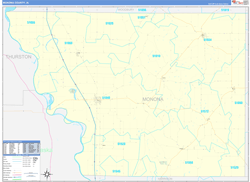 Monona County, IA Wall Map Zip Code Basic Style 2024