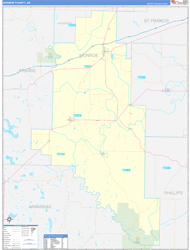 Monroe County, AR Wall Map Zip Code Basic Style 2024