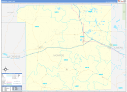 Monroe County, WI Wall Map Zip Code Basic Style 2024