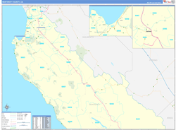 Monterey County, CA Wall Map Zip Code Basic Style 2024