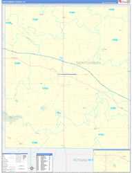 Montgomery County, IN Wall Map Zip Code Basic Style 2024