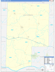 Montgomery County, MO Wall Map Zip Code Basic Style 2024