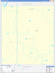 Moody County, SD Wall Map Zip Code Basic Style 2024