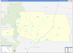 Mora County, NM Wall Map Zip Code Basic Style 2024