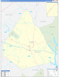 Morgan County, GA Wall Map Zip Code Basic Style 2024
