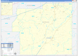 Morgan County, IN Wall Map Zip Code Basic Style 2024