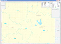 Morris County, KS Wall Map Zip Code Basic Style 2024