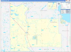 Morrison County, MN Wall Map Zip Code Basic Style 2024