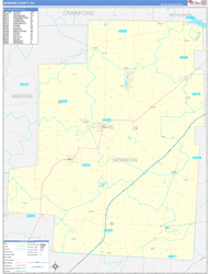 Morrow County, OH Wall Map Zip Code Basic Style 2024