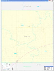 Morton County, KS Wall Map Zip Code Basic Style 2024