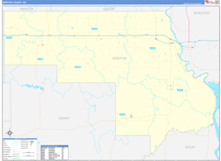 Morton County, ND Wall Map Zip Code Basic Style 2023