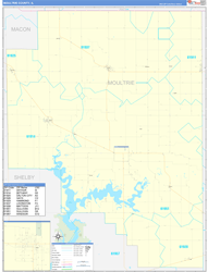 Moultrie County, IL Wall Map Zip Code Basic Style 2024