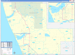 Muskegon County, MI Wall Map Zip Code Basic Style 2024