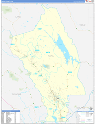 Napa County, CA Wall Map Zip Code Basic Style 2024