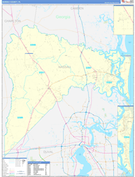 Nassau County, FL Wall Map Zip Code Basic Style 2023