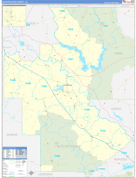 NatchitochesParish (County), LA Wall Map Zip Code Basic Style 2023