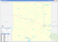 Natrona County, WY Wall Map Zip Code Basic Style 2024