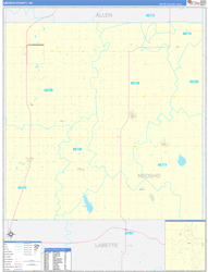Neosho County, KS Wall Map Zip Code Basic Style 2024