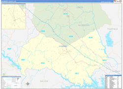 Newberry County, SC Wall Map Zip Code Basic Style 2024