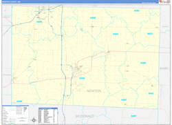 Newton County, MO Wall Map Zip Code Basic Style 2024