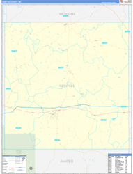 Newton County, MS Wall Map Zip Code Basic Style 2024