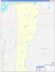 Newton County, TX Wall Map Zip Code Basic Style 2023