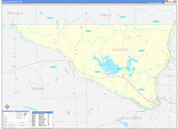 Nicollet County, MN Wall Map Zip Code Basic Style 2024