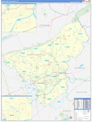 Northampton County, PA Wall Map Zip Code Basic Style 2024